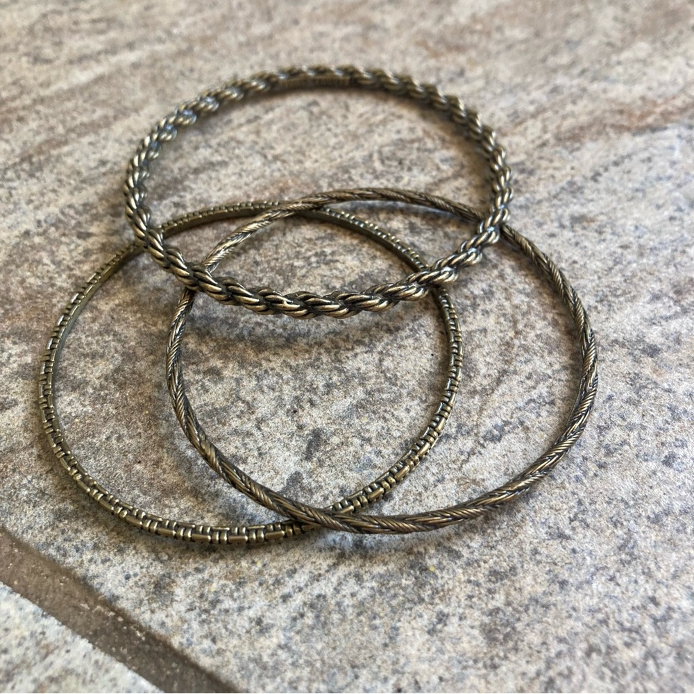 Kendra Scott set of 3 bangle bracelets from the Shallon set in antique gold tone